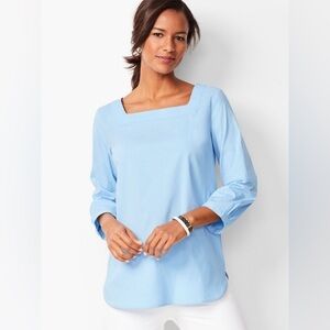 NWT Talbots Square Neck Tunic Blouse 3/4 Sleeve and Side Zip size Small Petite